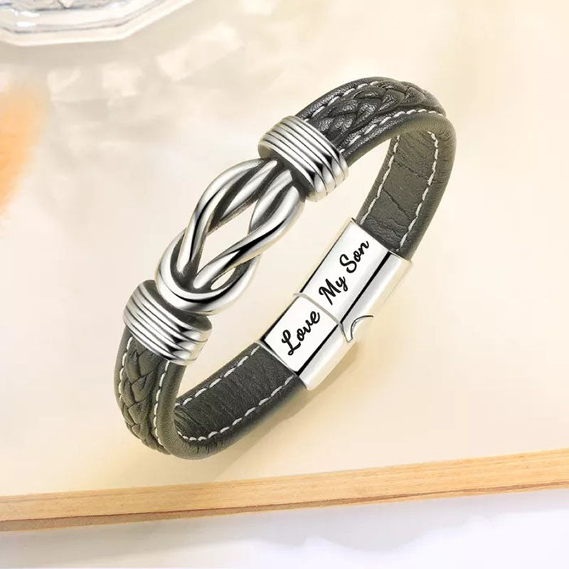 Mother and Son Forever Linked Together Braided Leather Bracelet, Men  Stainless Steel Interlocking Inspirational Wristband, Son Graduation  Birthday Gift from Mom 